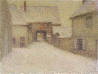 Nieve, el viejo pueblo, Gerberoy, 1902 de Henri Eugene Augustin Le Sidaner