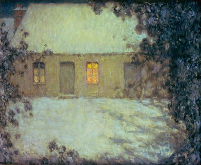 Cabaña de Paja bajo la Nieve de Henri Eugene Augustin Le Sidaner