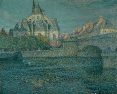 La iglesia en Nemours, Francia de Henri Eugene Augustin Le Sidaner