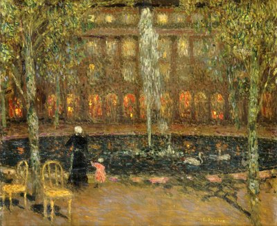 El estanque en el Palais Royal de Henri Eugene Augustin Le Sidaner