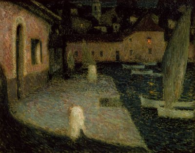 El Puerto Pequeño, Crepúsculo (óleo sobre lienzo) de Henri Eugene Augustin Le Sidaner
