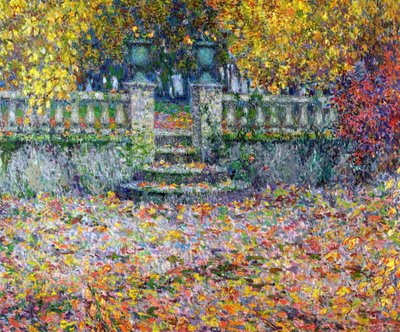 La terraza en otoño, Gerberoy de Henri Eugene Augustin Le Sidaner