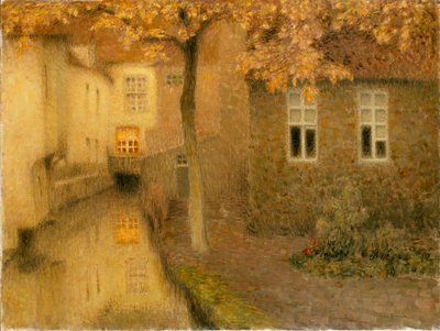 Un canal en Brujas al anochecer, c. 1898 de Henri Eugene Le Sidaner