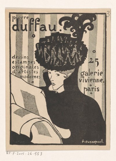Tarjeta de visita del marchante de arte Pierre Duffau en París de Henri Evenepoel