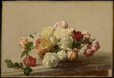Cuenco de rosas sobre una mesa de mármol de Henri Fantin-Latour