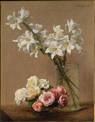 Rosas y lirios de Henri Fantin-Latour