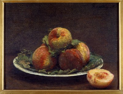 Un plato de melocotones de Ignace Henri Jean Fantin Latour