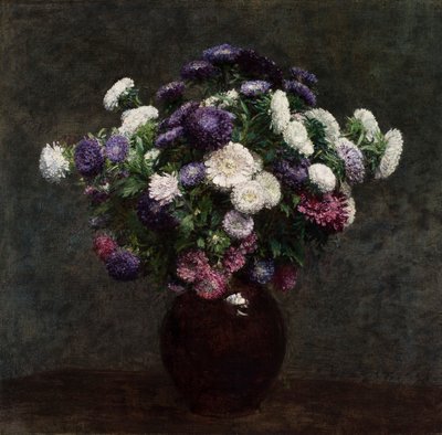 Asters en un florero de Ignace Henri Jean Fantin Latour