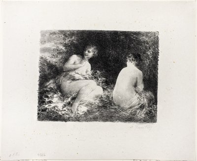 Mujeres bañándose, segunda placa mediana de Ignace Henri Jean Fantin Latour