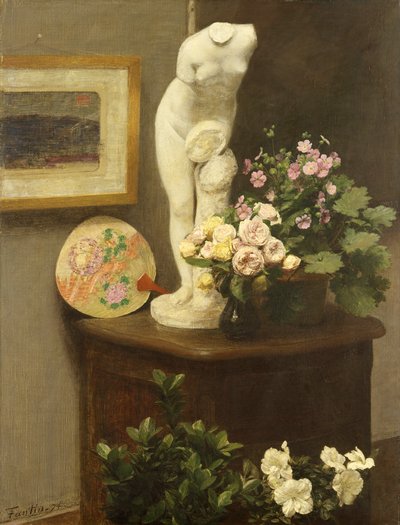  Flores y objetos diversos de Ignace Henri Jean Fantin Latour