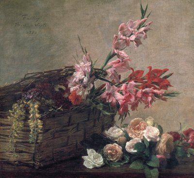 Gladiolos y rosas de Ignace Henri Jean Fantin Latour