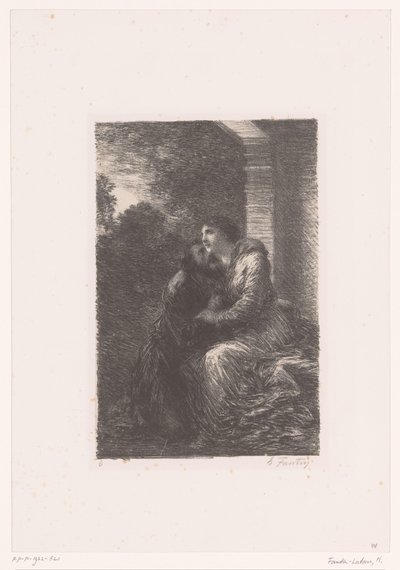 Lohengrin y Elsa se abrazan en la suite nupcial
Lohengrin. Acto III. Escena de amor
Vida y obra de Richard Wagner (título de la serie) de Ignace Henri Jean Fantin Latour