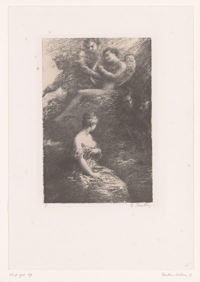 Marguerite se les aparece a Fausto y a Mefisto desde el cielo
La Damnation de Faust. Aparición de Margarita
Vida y obra de Hector Berlioz (título de la serie) de Ignace Henri Jean Fantin Latour