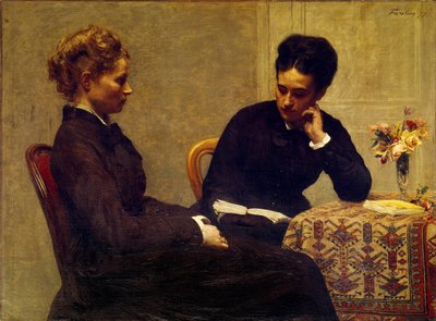 Lectura Una mujer leyendo a una persona joven ciega de Ignace Henri Jean Fantin Latour