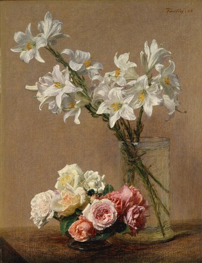 Rosas y lirios, 1888 de Ignace Henri Jean Fantin Latour