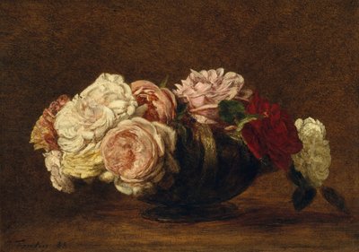 Rosas en un cuenco, 1883 de Ignace Henri Jean Fantin Latour