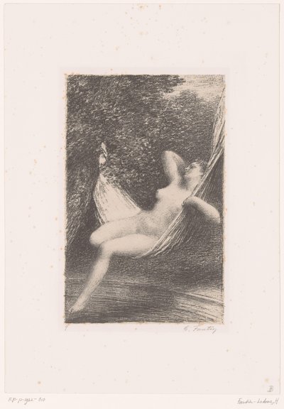 Sara se balancea desnuda en una hamaca sobre el agua
Sara la Baigneuse
Vida y obra de Hector Berlioz (título de la serie) de Ignace Henri Jean Fantin Latour