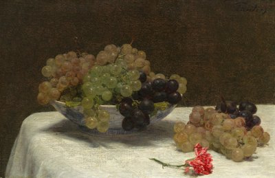 Naturaleza Muerta con Uvas y un Clavel de Ignace Henri Jean Fantin Latour