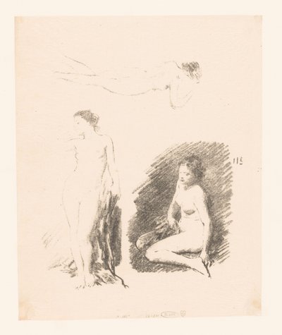 Hoja de estudio con tres mujeres desnudas de Ignace Henri Jean Fantin Latour