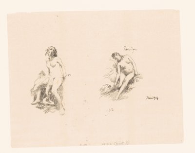 Hoja de estudio con dos mujeres desnudas de Ignace Henri Jean Fantin Latour