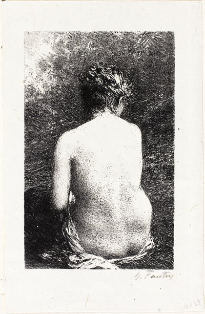 Estudio de una mujer sentada, vista desde atrás de Ignace Henri Jean Fantin Latour
