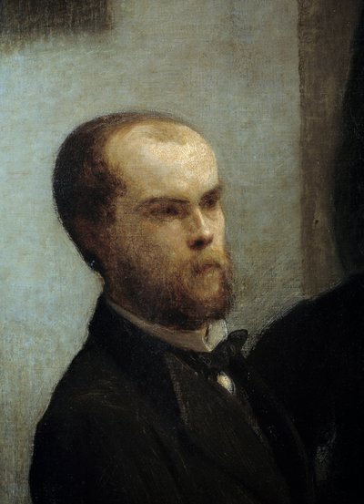 Esquina de mesa, (detalle). Retrato del poeta Paul Verlaine. Pintura de Henri Fantin Latour de Ignace Henri Jean Fantin Latour
