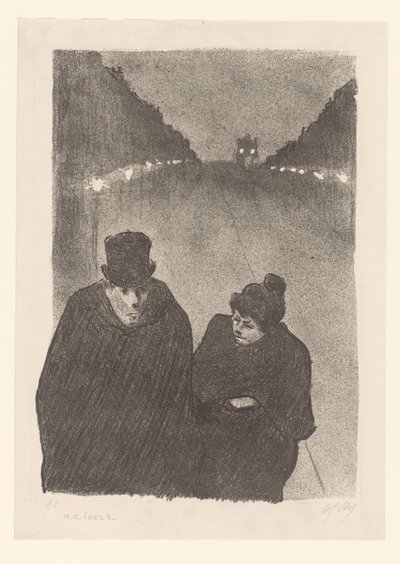 Hombre y mujer de noche en la calle de Henri Gabriel Ibels (attributed to)