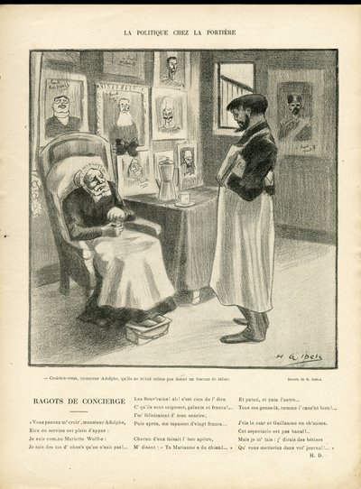 Ilustración de H. G. Ibels (1867-1936) en Le Rire, 08/01/10 - Política en la Portiere - Soberanos Extranjeros, Identificador - Loubet Emile de Henri Gabriel Ibels