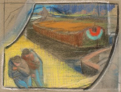Hombres remolcando una barcaza (Estudio para Boubourouche) de Henri Gabriel Ibels