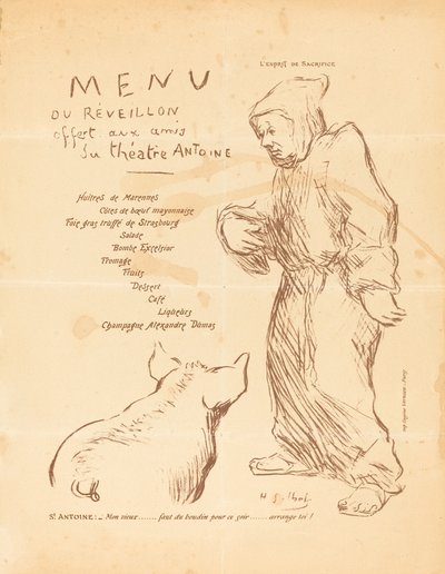 Menú de la víspera de Año Nuevo ofrecido a los amigos del Teatro Antoine de Henri Gabriel Ibels