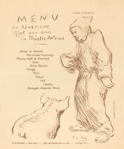Menú de la víspera ofrecido a los amigos del Teatro Antoine de Henri Gabriel Ibels