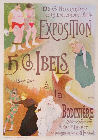 Reproducción de un cartel publicitario de una exposición de H. G. Ibels, en la Bodiniere, Rue St Lazare, París, 1894 de Henri Gabriel Ibels