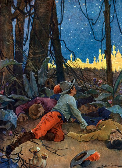 Representación de El Dorado (El Dorado o Eldorado) cita legendaria del oro que atrajo a los europeos en los siglos XVI y XVII y se originó en la época de la conquista del Nuevo Mundo por los conquistadores en el siglo XVI (El mito de El Dora de Henri Gaston Darien