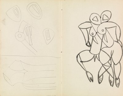 Cinco bocetos abstractos y estudios de figuras masculinas y femeninas de Henri Gaudier Brzeska