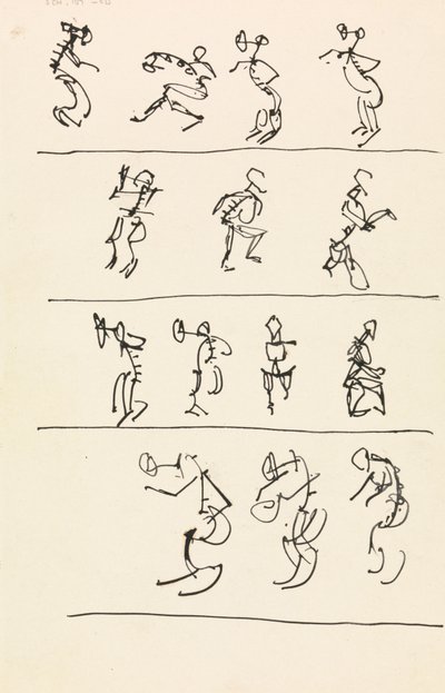 Cuatro registros de catorce figuras danzantes de Henri Gaudier Brzeska