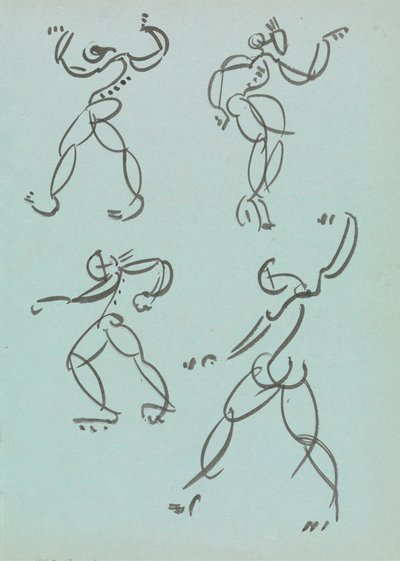 Cuatro estudios de figuras danzantes de Henri Gaudier Brzeska