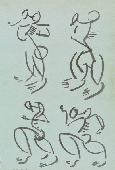 Cuatro estudios de figuras danzantes de Henri Gaudier Brzeska