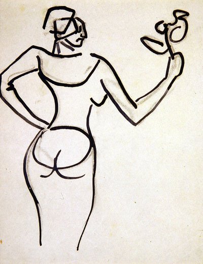 Dama sosteniendo un ramo de flores de Henri Gaudier Brzeska
