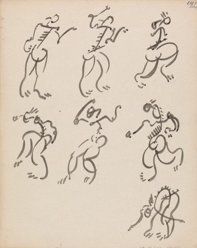 Siete figuras danzantes, en tres registros de Henri Gaudier Brzeska