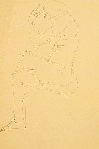 Sophie desnuda, sentada, piernas cruzadas de Henri Gaudier Brzeska