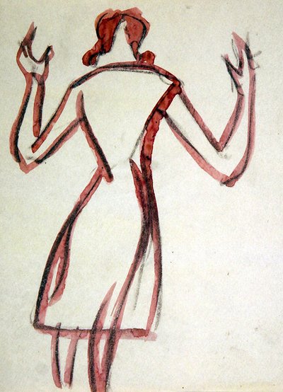 Mujer de espaldas, brazos levantados de Henri Gaudier Brzeska