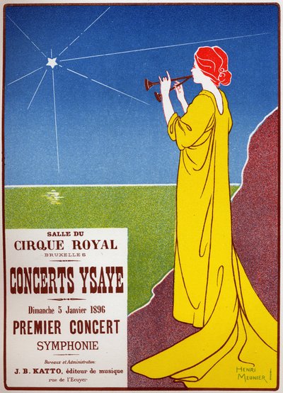 Música. Conciertos Ysaye en Bruselas. Cartel por H. Meunier, Bélgica de Henri Georges Jean Isidore Meunier