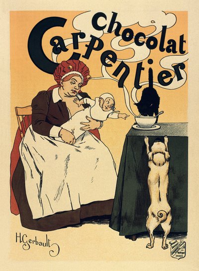 Publicidad de la bebida de chocolate Carpentier, c.1900 (cartel) de Henri Gerbault