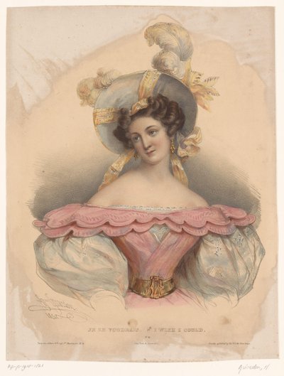 Mujer joven con pensamientos tristes Je le voudrais / Ojalá pudiera (título sobre el objeto) Representaciones de figuras perdidas en sus pensamientos (título de la serie) de Henri Grevedon