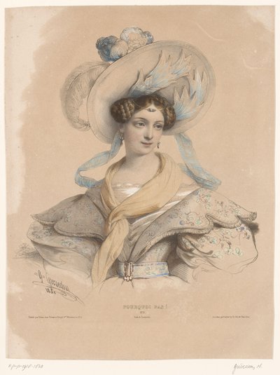 Mujer joven con pensamientos indulgentes Pase pourquoi! (título en el objeto) Representaciones de figuras perdidas en sus pensamientos (título de la serie) de Henri Grevedon