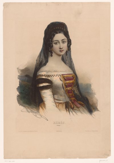 Mujer con traje español
Xérès (España) (título en el objeto)
Mujeres disfrazadas (título de la serie) de Henri Grevedon