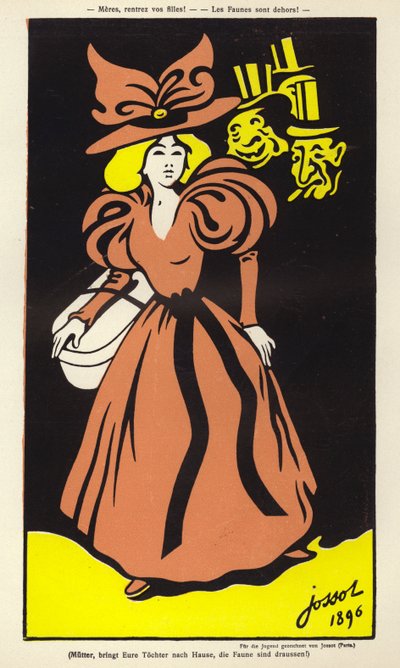 Madres, ¡traed a vuestras hijas! ¡Los faunos han salido! (litografía en color) de Henri Gustave Jossot