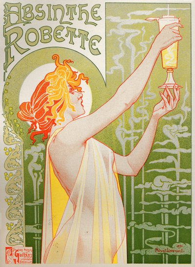 Comida y bebida. Absenta Robette. Cartel de Henri Privat Livemont, Bélgica de Henri Henri Antoine Théodore Livemont