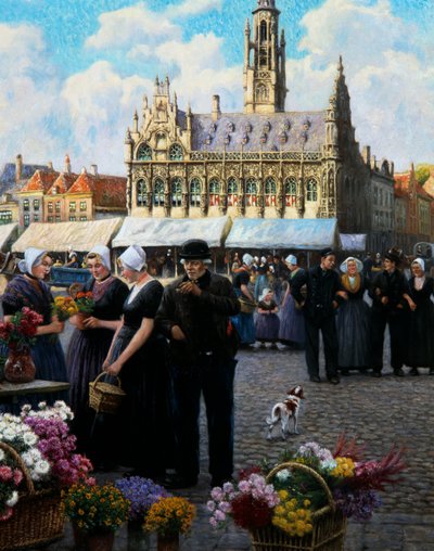 El mercado de flores en Middelburg de Henri Houben