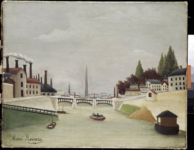 Vista del puente de Grenelle y el Trocadero en París de Henri J.F. Rousseau
